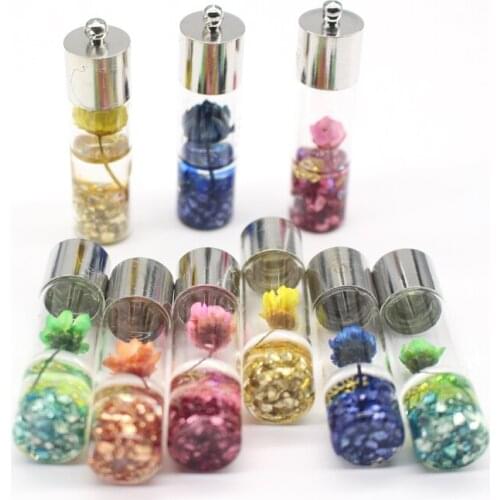 2pcs Cute Dried Flower Necklace Charms Glass Locket Decor Findings Diy Crafts Earring Phone Keychain Pendant Jewelry Making