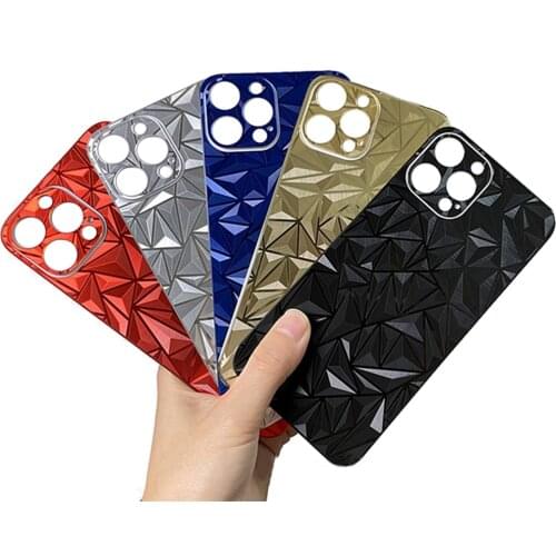 3D Diamond Colorful Film Wrap Skin Phone Sticker For iPhone 12 Pro Max Mini 11 Rear Decorative Camera Lens Protector Back Cover