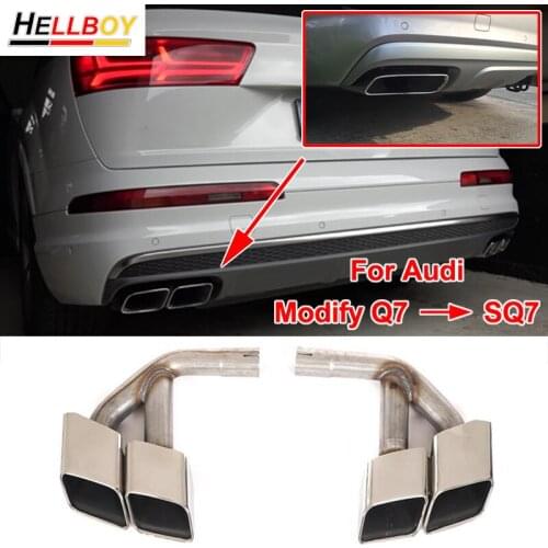 4 Pipe Exhaust Muffler Tip For Audi Q7 4M 2016 Modify into SQ7 Dual Exhaust Muffler Styling Car Accessories 2017-2019 3.0 TDI