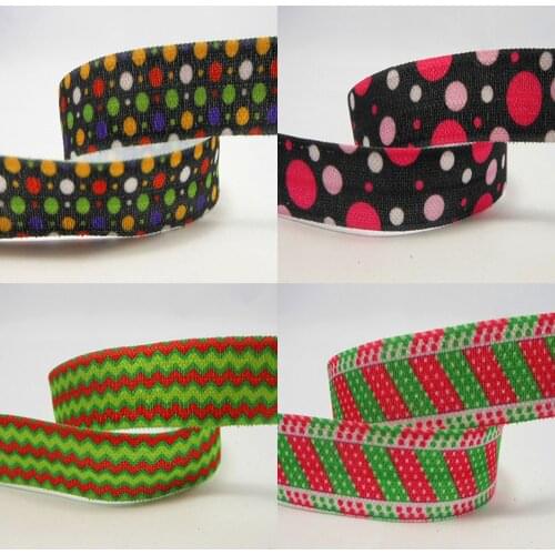 50Yards 5/8"16mm Pinted Colorful Dots Fold Over Elastic Bands Baby Headband DIY FOE Girls Hair Ties Hair Accessories