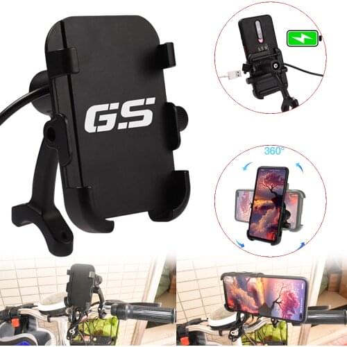 CNC Aluminum Motorcycle Phone Holder USB wired Charging Cellphone Mount For BMW R1200GS LC R1250GS ADV R 1200 GS F800GS F850GS