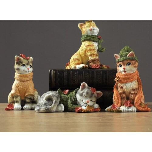 American Creative Resin 1pcs Cute cat decoration tabletop fairy garden miniature figurines birthday gifts home accessories