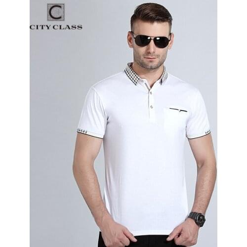 CITY CLASS New Mens Polo Shirt Double Color Pique Fabirc Short Sleeve breathable Business Fashion Casual Male polo shirt 17177