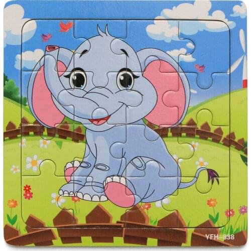 16 pcs wooden jigsaw puzzle toy animal educational toys