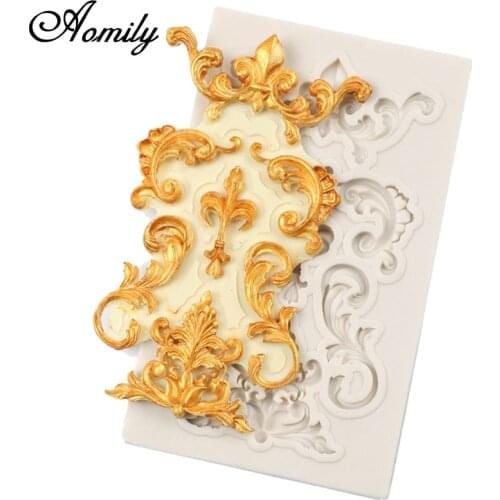 Aomily 1PC European Relief Silicone DIY Fondant Cake Bakeware Wedding Decor Party Birthday Cake Mould Baking Decorating Tools