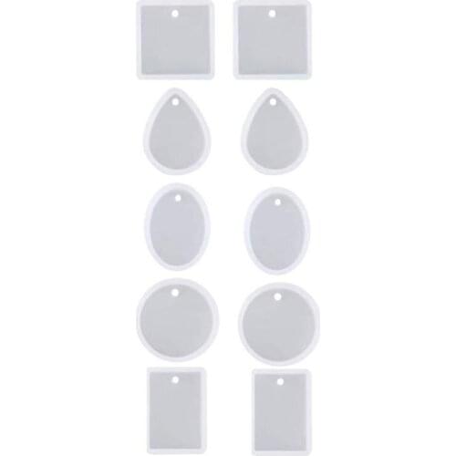 Jewelry Casting Molds Silicone Pendant Mold Resin Molds with Hanging Hole Jewelry Making DIY Craft Tools - 10 Pcs – 5