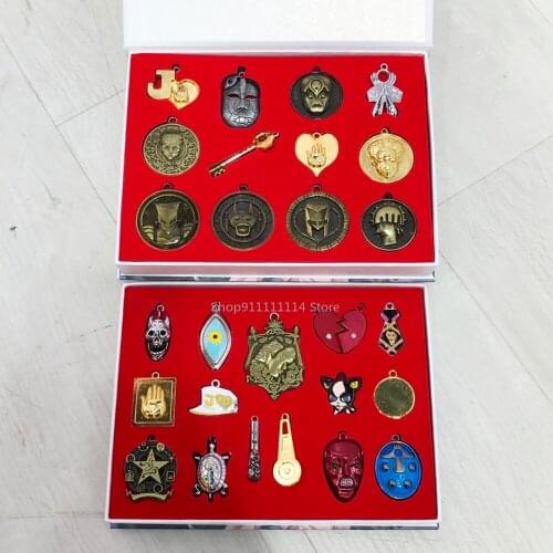 JOJOS BIZARRE ADVENTURE Badges Breastpin Adventure King Anime Keychain Set Necklace Pendant Toys Cosplay Props Collection Gift