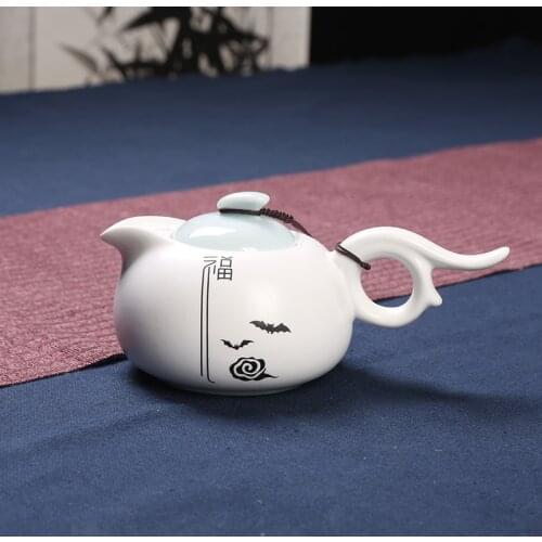 China teapot ceramic Jingdezhen applique ink white teapot Japanese kungfu tea set single product tea pot kettle teaware