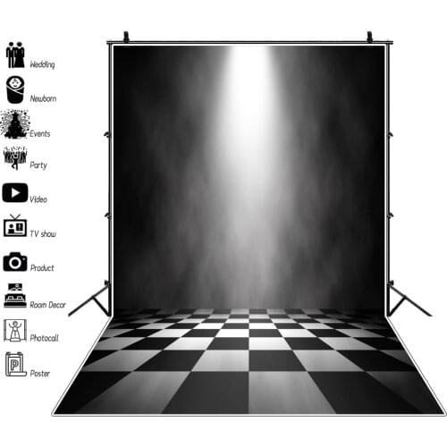 Laeacco Stage Background Abstract Shiny Light Black White Square Floor Baby Child Portrait Photo Backdrop Photocall Photo Studio