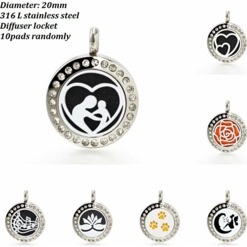 Stainless Steel Magnetic Essential Oil Diffuser Locket 20mm Medallion Free 10pads Gift No Chain Fit Necklace Key Chain Collar