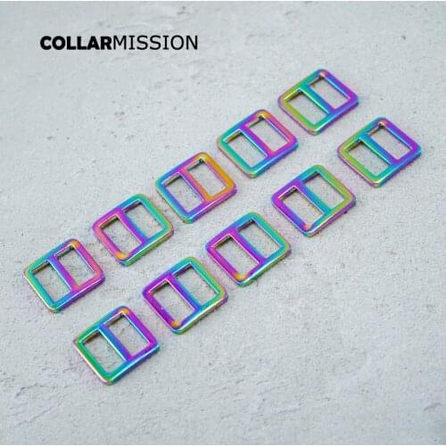 20mm Bag Strap Adjustment Buckle metal Slider Tri-Glid for DIY dog collar accessory rainbow RZK20CH