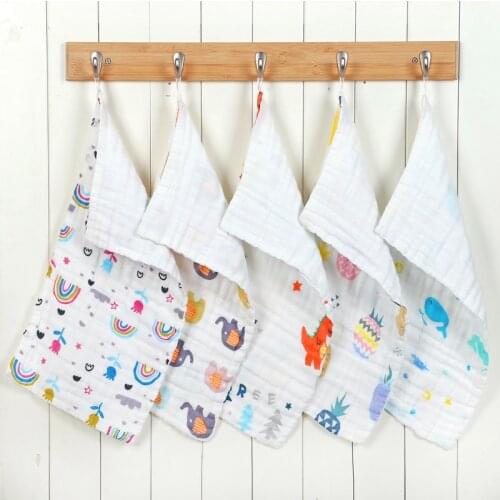 Muslin Cotton Baby 6 Layer Towel Handkerchief Colorful Kid Wipe Cloth Newborn Baby Face Towel Bibs Feeding Bath Towelf for Kids