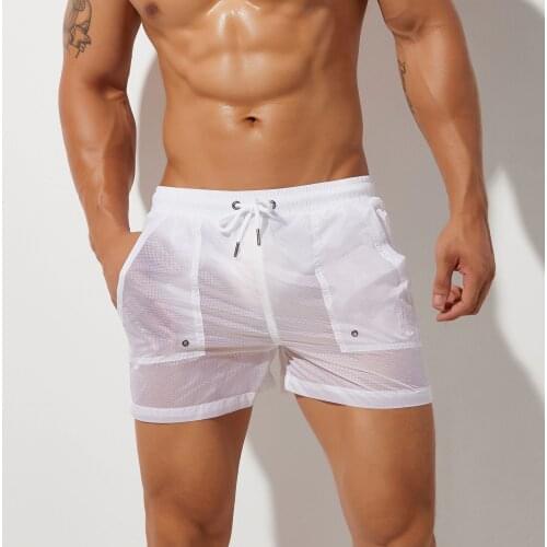 SEOBEAN Men Summer Translucent Lining boxer shorts Casual Beach Surf Sports Swim Trunks