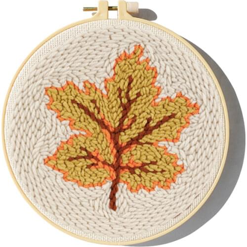 Maple Leaf Punch Needle Starter Kits Soft Yarn Punch Needle Embroidery Kit Easy Embroidery Needlework Wool Work Home Decor