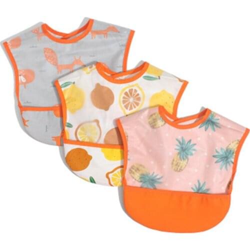 2020 Baby Bibs Lovely Cartoon Animals Pattern Infant Bib Waterproof EVA for Children All Season Shorts Sleeve Feeding Bibs