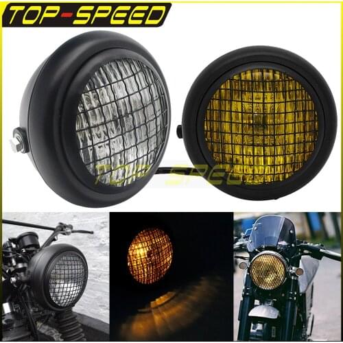12V 5.75" Motorcycle Head Lamp Grill Cover Retro Mount Headlight For Harley Chopper Bobber Cafe Racer Custom Motorcycles