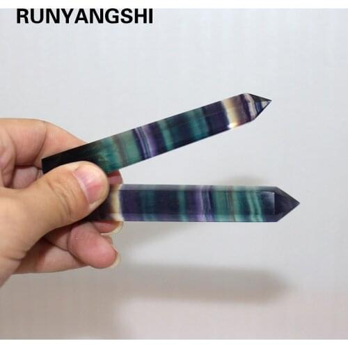 Natural Crystal Fluorite Hexagonal Crystal Column Rainbow Fluorite Healthy crystal point magic wand Streaked fluorite