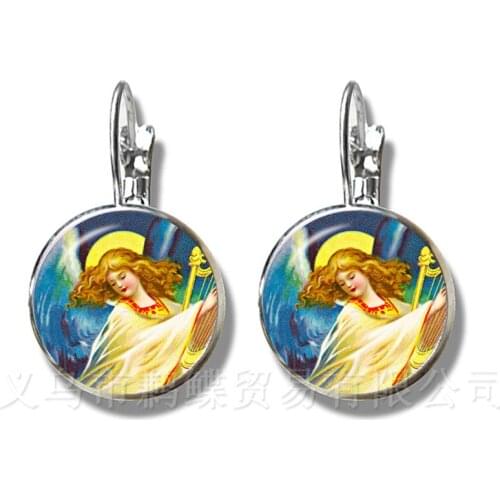 2018 New Classic Christmas Angel Stud Earrings Silver Plated Earrings For Women Girls Glass Dome Jewelry Best Xmas Gifts