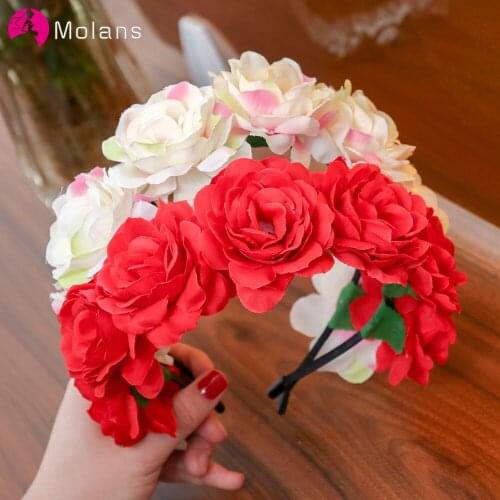 Molans 2021 Floral Headbands for Women Solid Bogus Flower Female Hairbands Girls Hair Hoop Bride Wedding Hair Accessories
