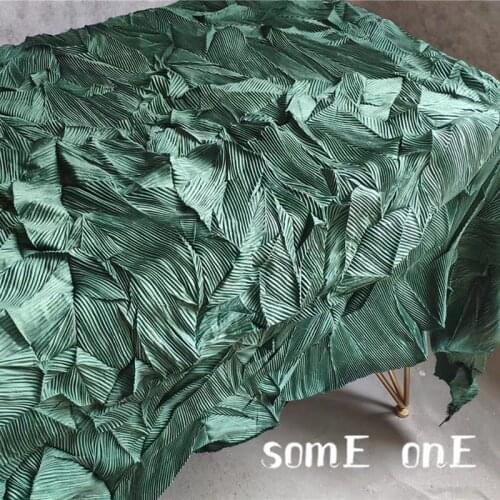 Louver Pleated Fabric Blackish Green Miyake Folds DIY Clothes Wedding Dress Background Decor Art Painting Designer Fabric