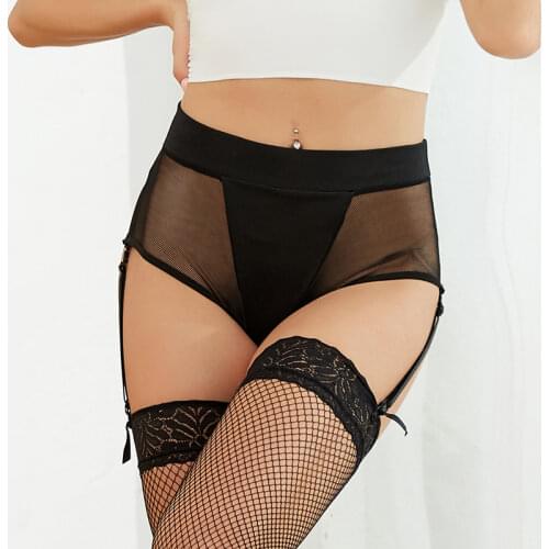 High Waist Garter Belt Underwear Women Fishnet Sexy Lingerie Panty Stitching Mesh Harness For Stockings Gothic Suspenders PS5090