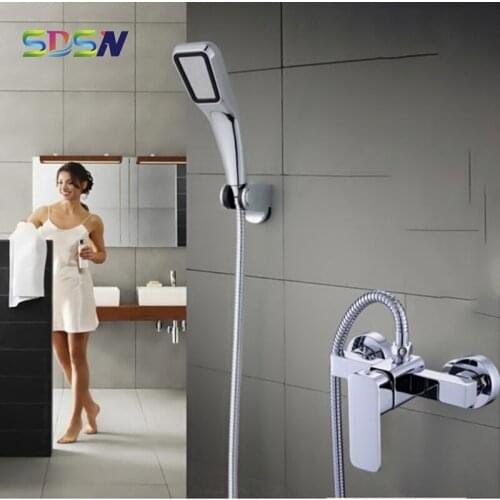 Simple Shower Set SDSN Square Bathroom Shower Mixer Faucet Quality Zinc Alloy Bathroom Mixer Faucet ABS Bat Hand Shower Head