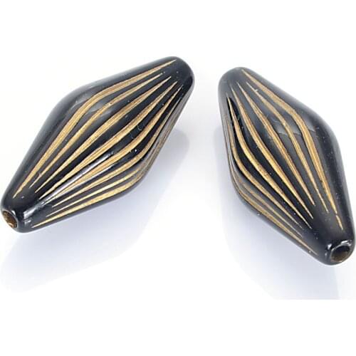 Miasol 30 Pcs 12x14x31 MM Stripped Rhombus Acrylic Antique Design Beads For Women Diy Bracelet Bangle Jewelry Making Accessories