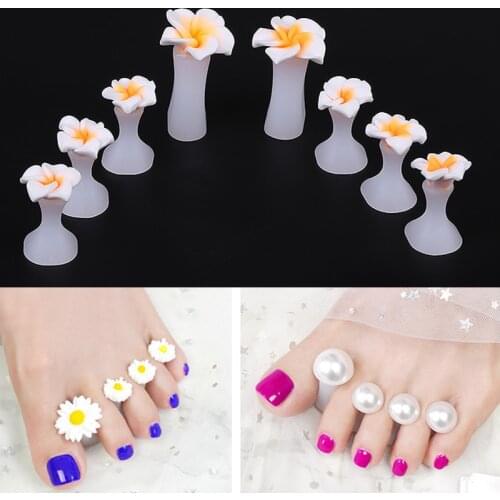 8pcs Silicone Toe Separator Braces Toe Corrector Tool Pedicure Waterdrop Crystal Daisy Diamond Separator Foot Care Tools