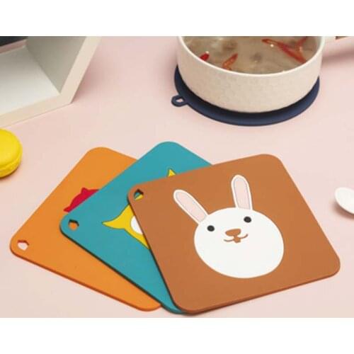Cute Cup Pad Heat Resistant Silicone Mat Drink Cup Coasters Non-Slip Pot Holder Table Placemat Kitchen Accessories