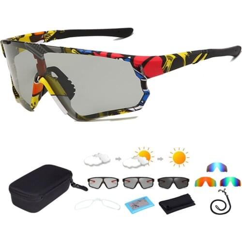 Polarized Photochromic Cycling Sunglasses UV400 Bike Sunglasses Men Women Oversized Bicycle Eyewear with Case Myopia Frame