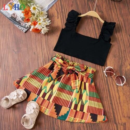 Toddler Girl Suspender Top & Skirt Set Summer 2021 Fashion New Sleeveless Baby Girls Clothes Kids Outfits Costume Child Clothing