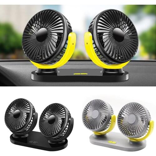 USB Fan for Large Freight Vehicles Vehicle Fan 12V 24V Small Electric Fan for General Motor and Dual Head Shaking for SUV Trucks