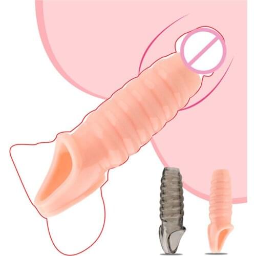 Adult supplies Penis Extender Sleeve Cock Ring Condoms Enlargement Enhancer Delay Ejaculation 18 Sex Toys for Men couples Rings