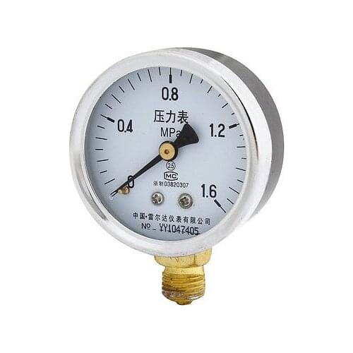 1/4"PT Thread 0-1.6Mpa Arabic Number Display Dial Compressor Gauge