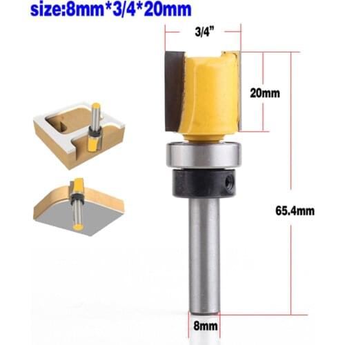 1PC 3/4inch Diameter 8mm Shank 20mm Length Template Flush Trim Router Bit