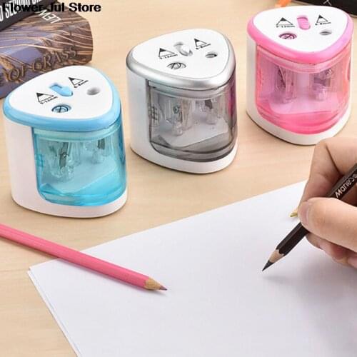 1Pc Automatic Electric Pencil Sharpener Pencil Use Battery With Two Holes Safety Pen Knife Office School Supplies