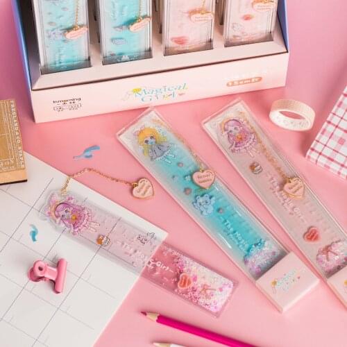 1PC Cute Magic Girl Bookmarks Card Cartoon Style Ruler with Dangle Book Page Marker Gifts For Friends Girls School Stationary