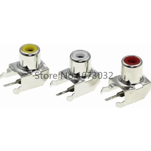 10pcs RCA Metal Seat AV-103B Red White Yellow AV-8.4-3 Single Hole Lotus Interface RCA Lotus Socket