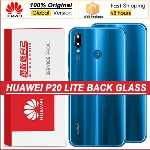100% Original Back Housing for HUAWEI P20 Lite Back Cover Battery Glass for Nova 3e Door Rear Case with Camera Lens