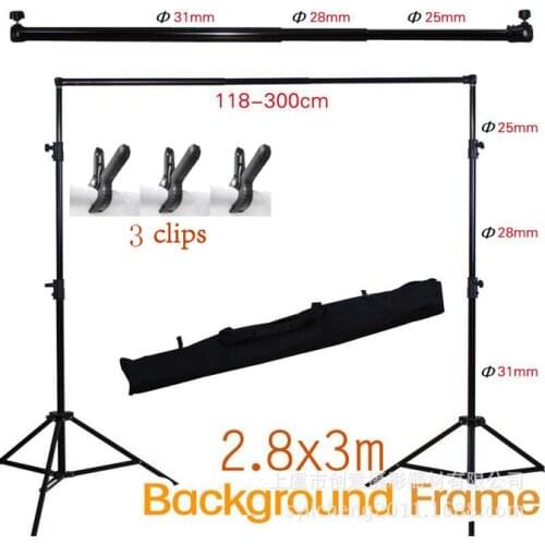 2.8M X 3M Pro Adjustable Background Support Stand Photo Backdrop Crossbar Kit Photography stand +3 clips for Photo Studio