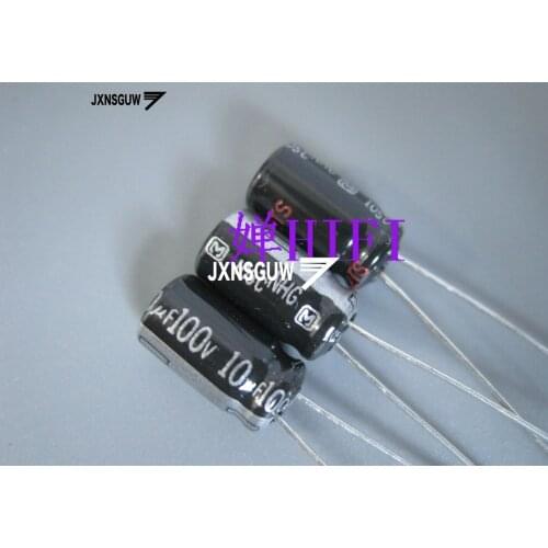 20PCS Matsushita NHG 100V10UF 6.3X11MM Audio Aluminum Electrolytic Capacitor 10UF/100V 105 degrees 10uF 100V Silver word