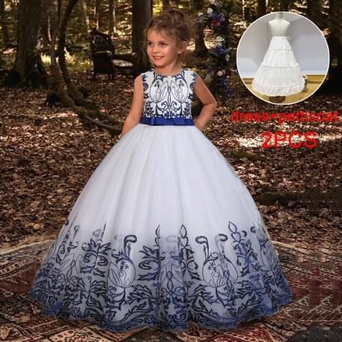 2021 Summer Pageant Flower Princess Dress Elegant Kids Dresses For Girls Children Costume Party Wedding Dress Evening 10 12 Year