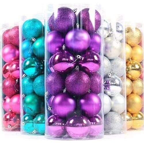 24pcs/lot Christmas Tree Decoration 30mm 40mm Xmas Tree Ball Bauble Hanging Home Party Ornament Decor for Home