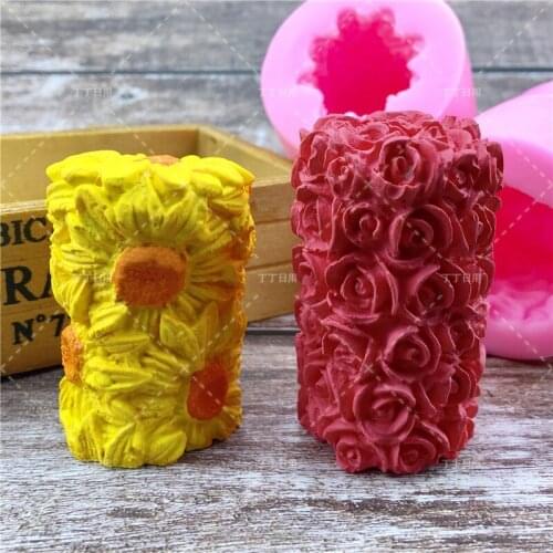 3D Flower Daisy Chrysanthemum Pillars Fondant Silicone Cake Mold Cupcake Candy Chocolate Decoration Baking Tool Soap Mold