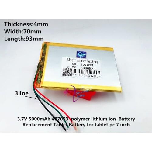 4*70*93mm 3.7V 5000mah Tablet update Battery For 7" Tablet Q8, Q88 A13, U25GT,Freeander PD10 3G,PD20 3G TV MTK6575,MTK6577