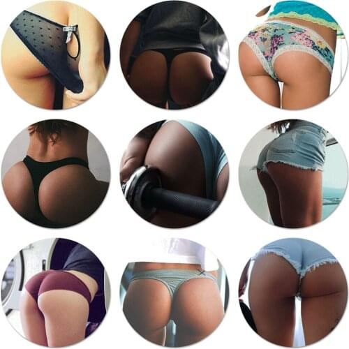 58mm Sexy ass Underwear Bikini Woman girl Icons Pins Badge Decoration Brooches Metal Badges For Clothes Backpack Decoration