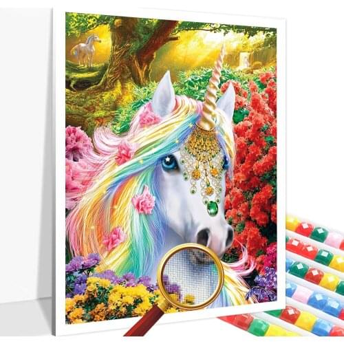 XUEQIXIAOZU 5D Diy Diamond Mosaic Color Unicorn Cross Stitch Cartoon Animal Diamond Embroidery Handmade Crafts Home Decoration