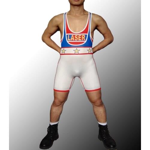 American Gradiator Laser Tights Custom Mens Wrestling Singlet Professional Weight Lifting Gym Outfit Man One piece Swimwear