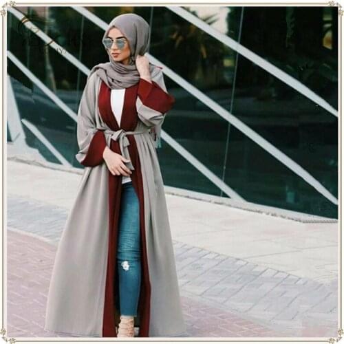 Arab Muslim Women Abaya Dress Lace-up Eid Moroccan Kaftan Kimono Long Abayas Islamic Clothing Turkey Ramadan Burka Maxi Dresses