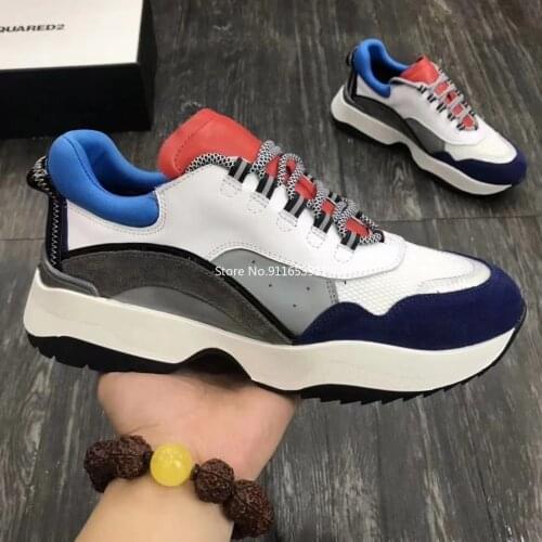 Authentic Dsquared2 Men Sneakers Fashion Leahter Breathable Mens Casual Shoes Outdoor Walking Jogging Shoes Hombre Mens Shoes